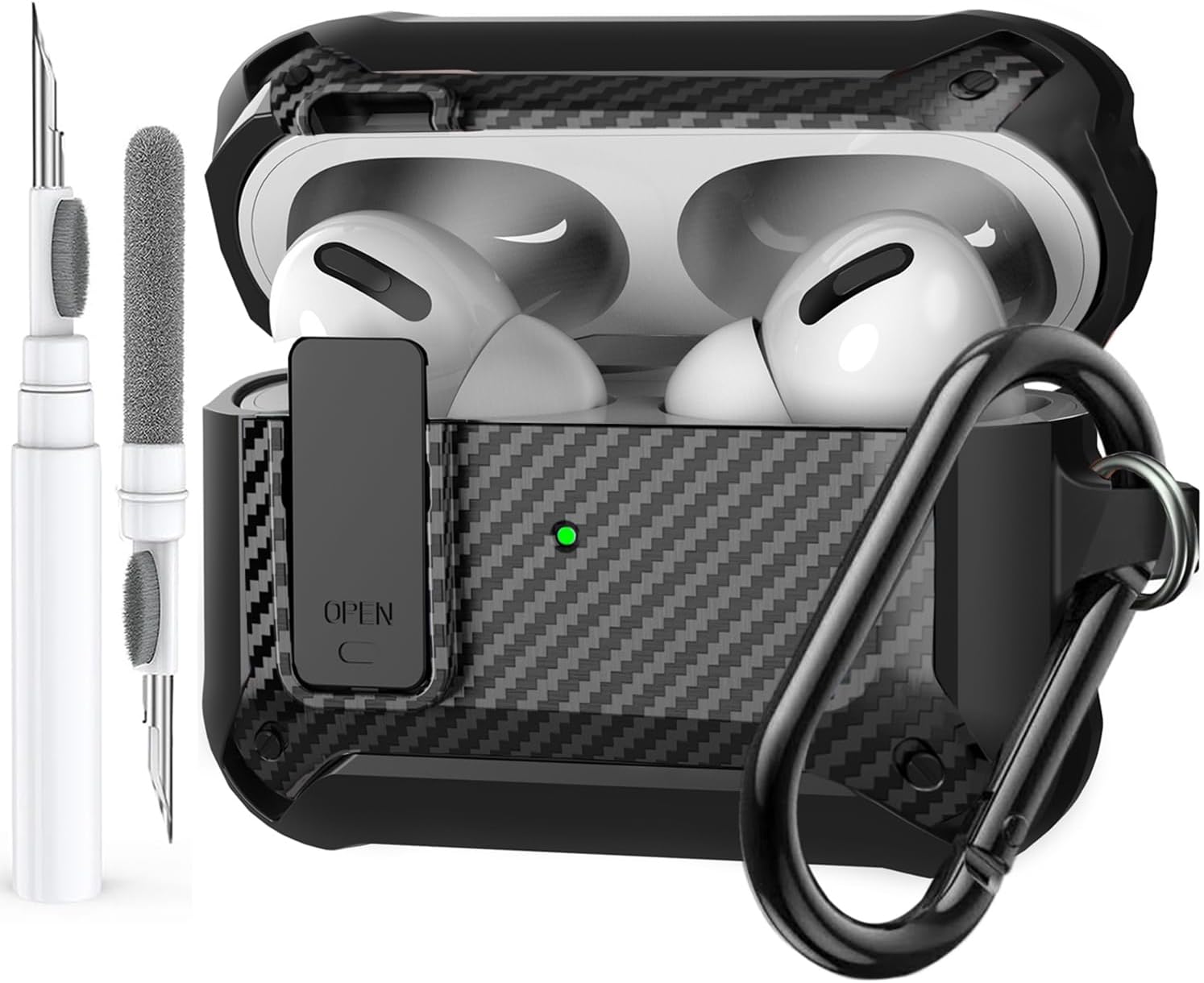 for Airpods Pro 2/1 Gen Case Cover with Lock (2019/2022/2023), Rugged Locking Case for Airpod Pro 2nd/1st Generation Shockproof Armor Protective Skin for Apple iPod Pro, Black