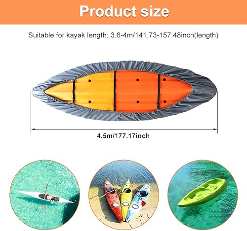 Miniatura 2 de Funda para kayak, resistente al agua, resistente a los rayos UV, para almacenamiento al aire libre, cubierta antipolvo, almacenamiento de canoa