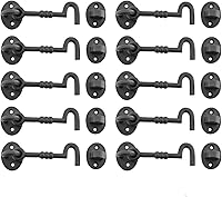 Vista 12 de Renovators Supply Manufacturing Cerradura de puerta de 7.3 pulgadas, gancho de hierro forjado negro y pestillo para puerta con accesorios