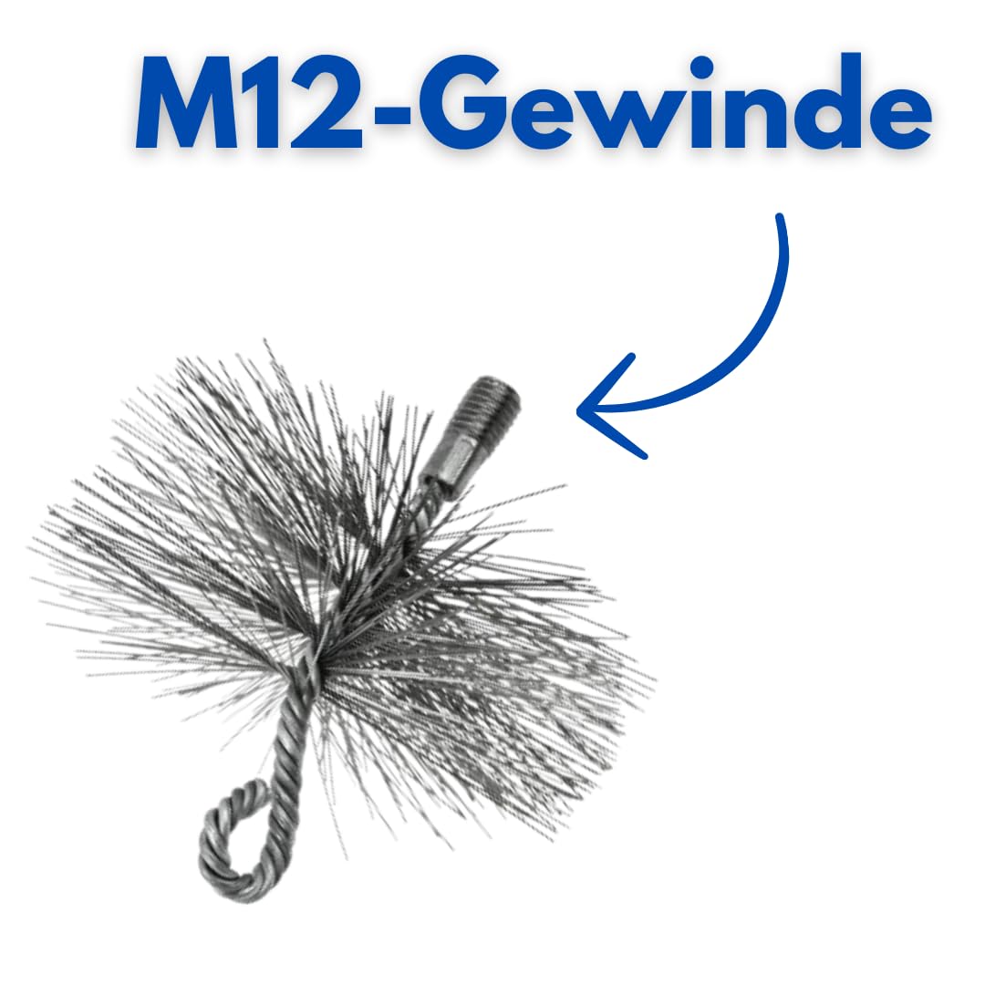 175mm / 1,9kg Reinigungsset Schornsteinbesen Set Kaminbürste Kaminbesen + Zugseil PP-Seil 12m + Zuggewicht, Schornsteinfeger Bürste Ofenrohrbürsten Ofenrohr Kamin