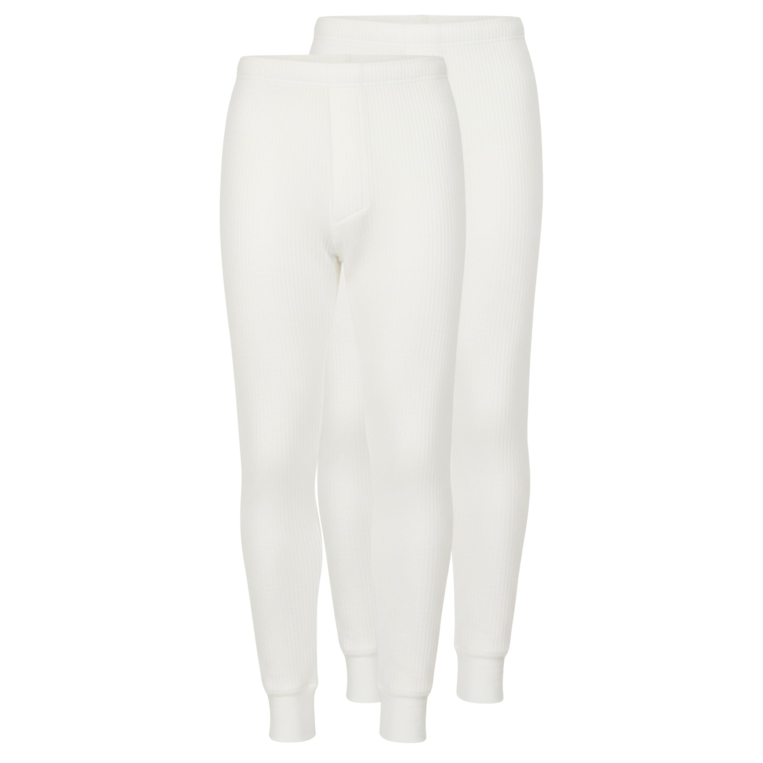 Octave Men's White Octave® Pack Of 2 Thermal Underwear Long Johns Bottoms, Ski Base Layer, Lightweight Warm Underwear Baselayer, Thermal Leggings Winter Thermals For Thermal Trousers (Large, )