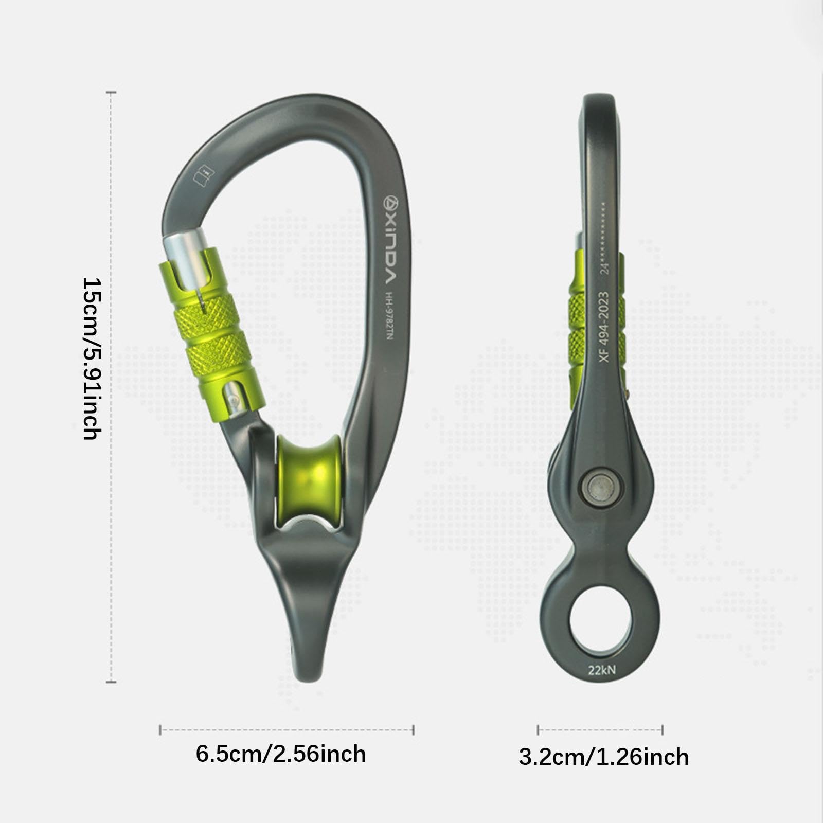 Mosquetón Rock Climbing Pulley Carabiner con Diseño de Cierre Automático Estructura Resistente de Aluminio y Acero Apertura Grande Compatible con