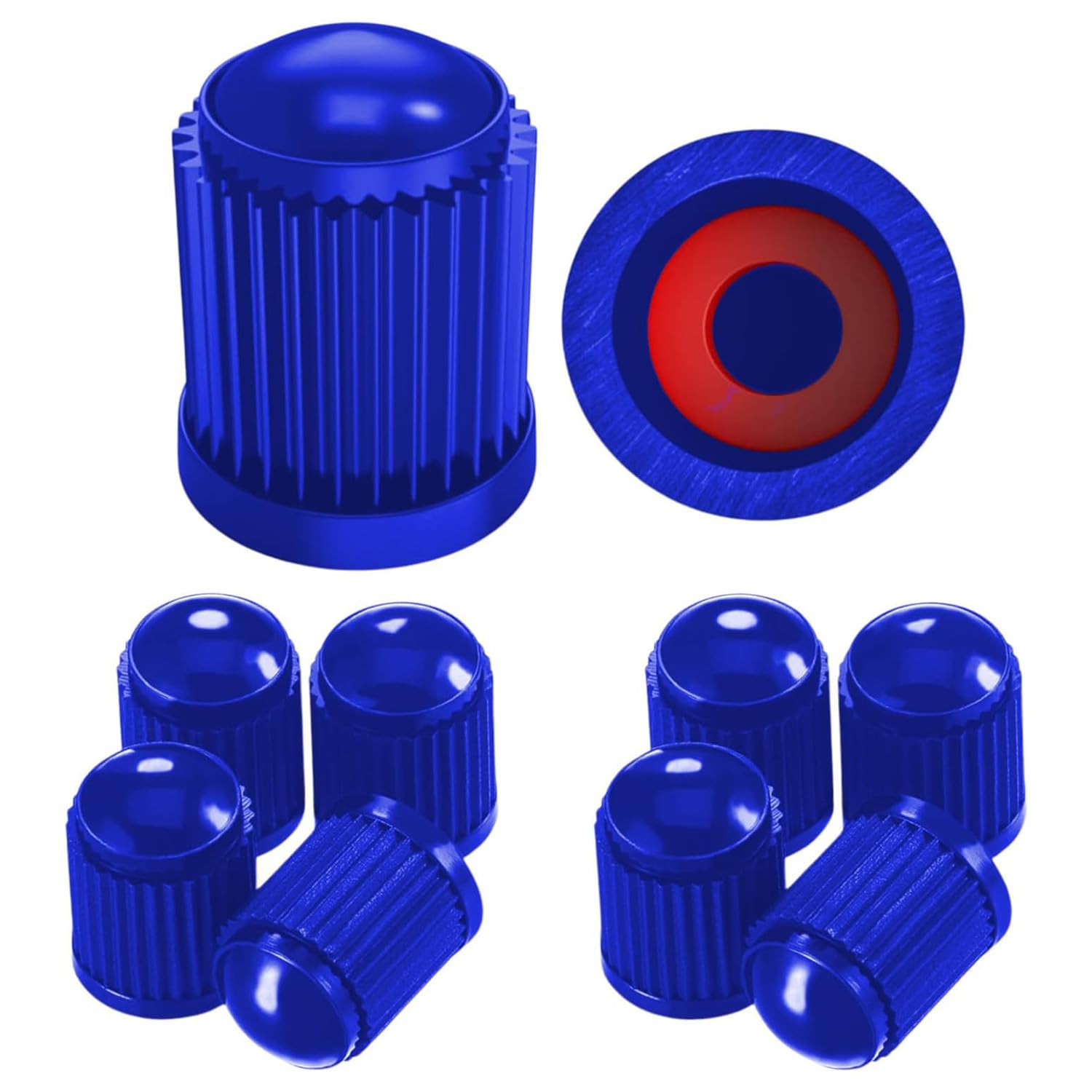 Valve Caps - 10 Pack Schrader Tire Valve Stem Caps for Cars, Motorcycles, SUVs, and Bicycles - Durable Dustproof Black Valve Covers (Blue)