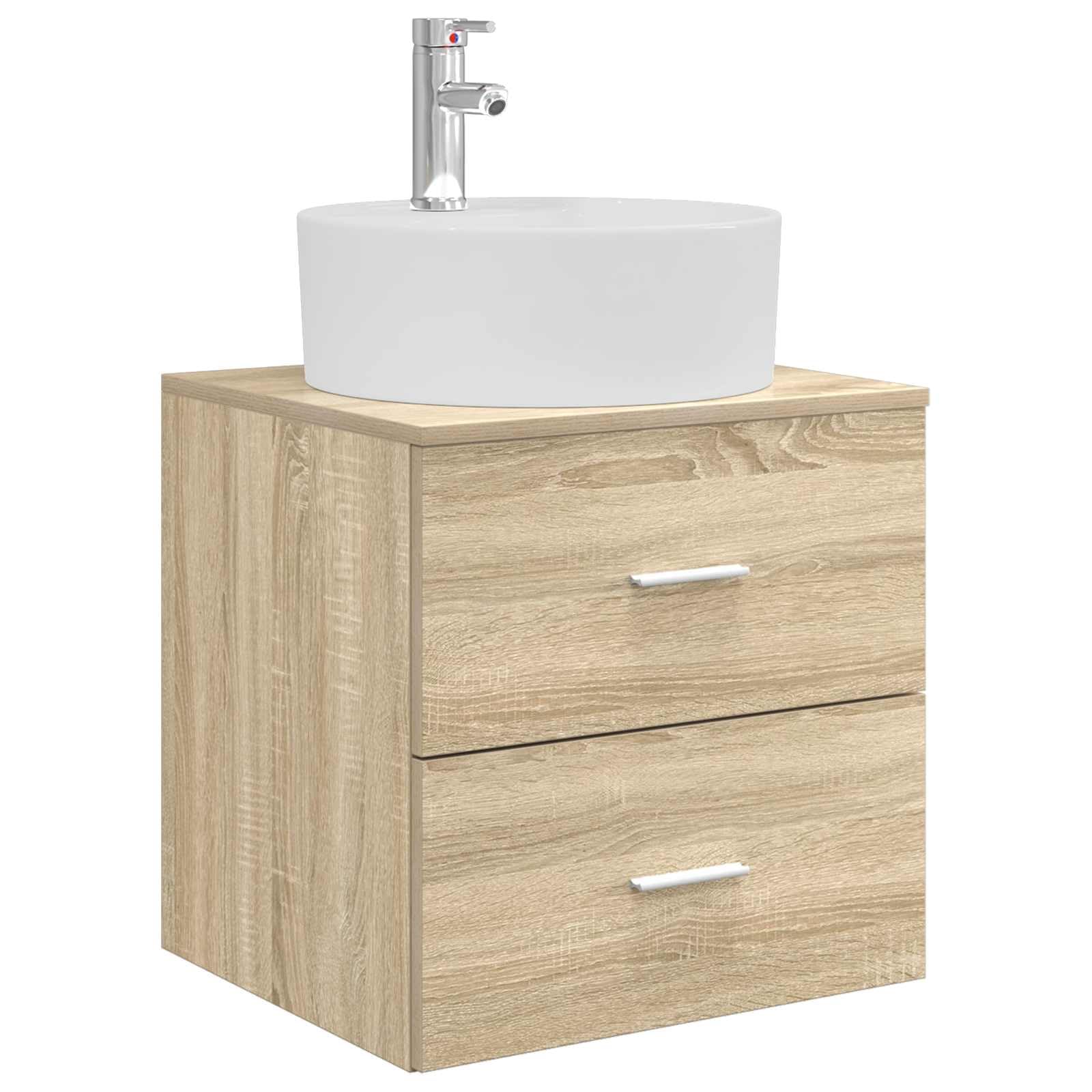 Vidaxl Sonomaoak Wall-Mounted Sink Vanity Sonoma Oak 49.5 X 44.5 X 65 Cm, Modern Bathroom Vanity, Compact Sink Unit, Wall-Mounted Storage, Space-Saving Cabinet, Engineered Wood Design, Functional Use