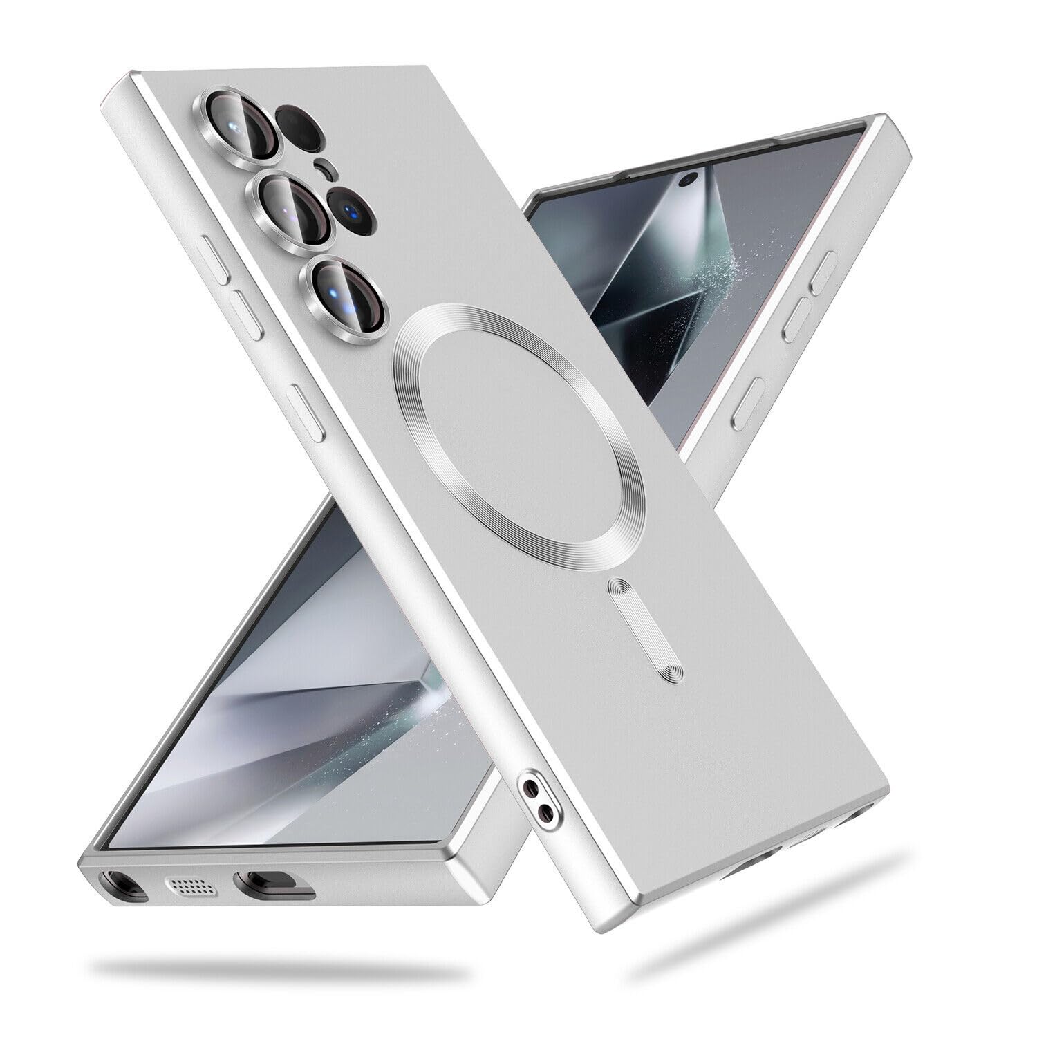 DIZORO Samsung S24 Ultra Case, Compatible with Mag Safe, Matte Luxury Metallic Luster Flexible TPU Wireless Charging Shockproof Case with Camera Protector (Silver) (B0D2RNDDRF) Amazon Price History, Amazon Price Tracker