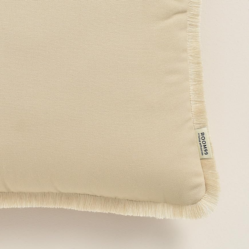 ROOM99 Boca Chica Decorative Cushion Cover Throw Cushion Cover Aesthetic Modern Bedroom Living Room Boho Cotton Beige 30 x 50 cm - Image 3