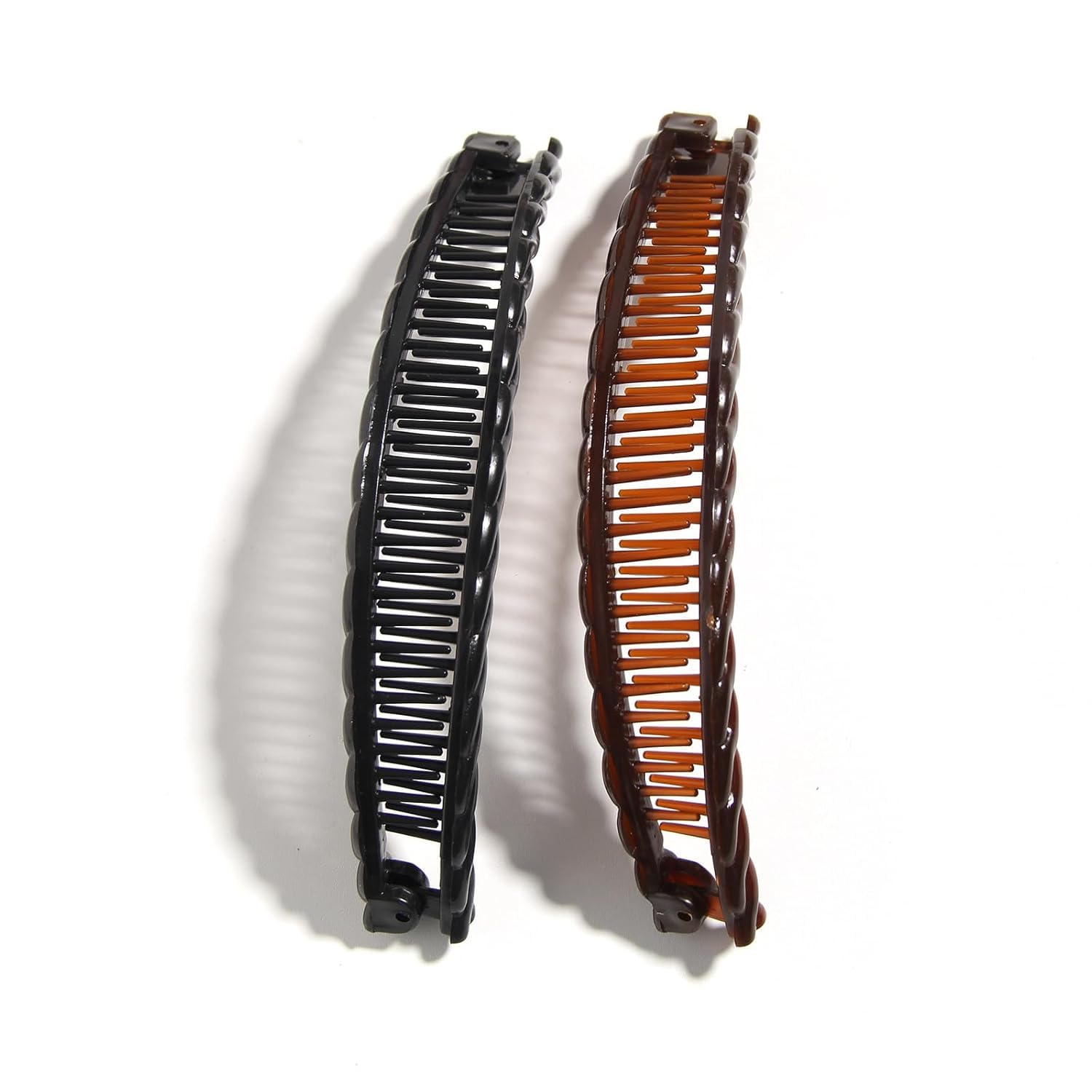 2 Pcs Vintage Clincher Hair Combs - One Black, One Brown - Thick Curly & Long Hair Accessories with Grip Slide Clips - Image 2