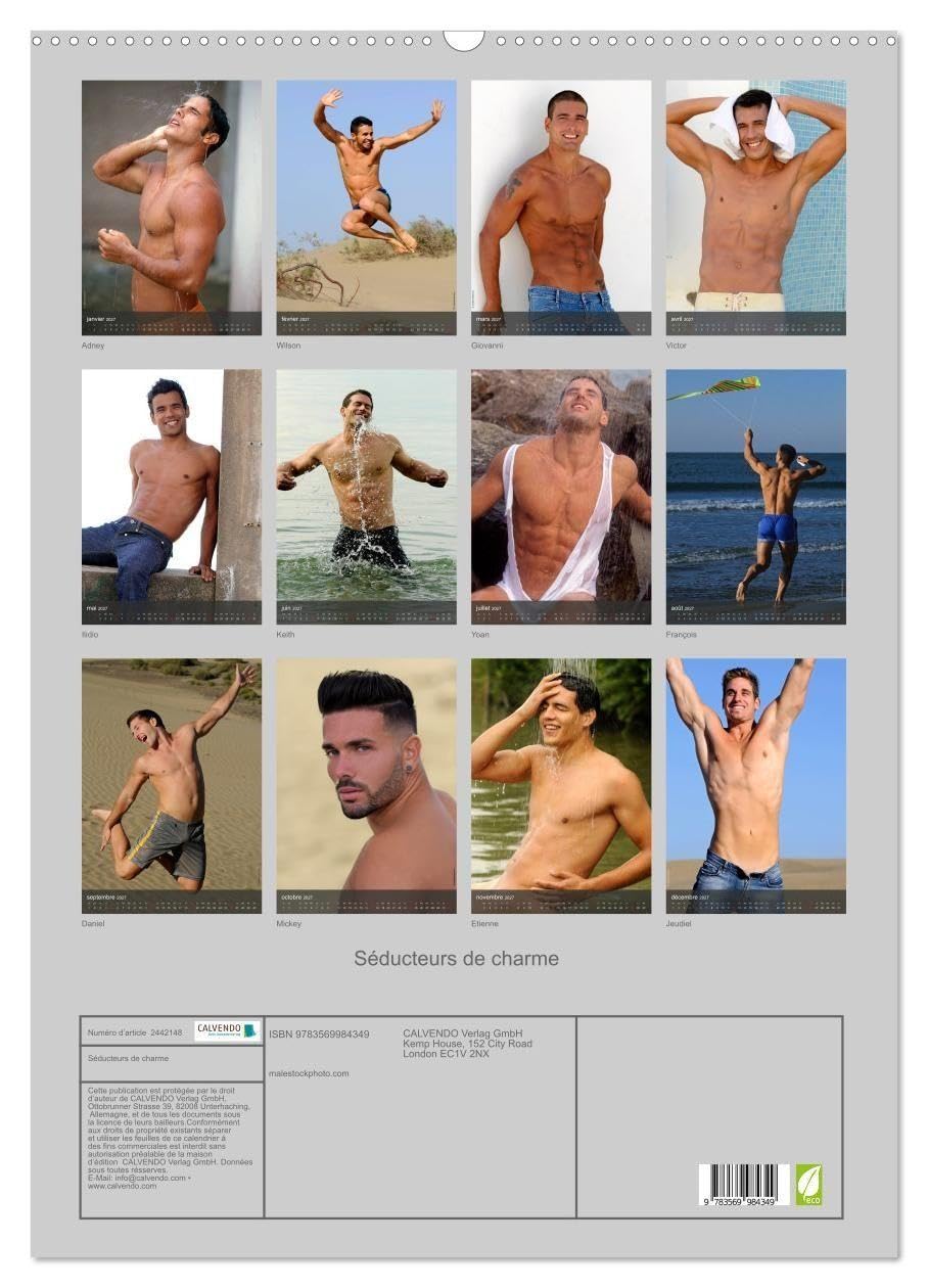Séducteurs de charme (Calendrier mural 2027 DIN A2 horizontal), CALVENDO calendrier mensuel: Ces 12 photos érotiques en couleurs de beaux gosses mettent en valeur leur séduction.