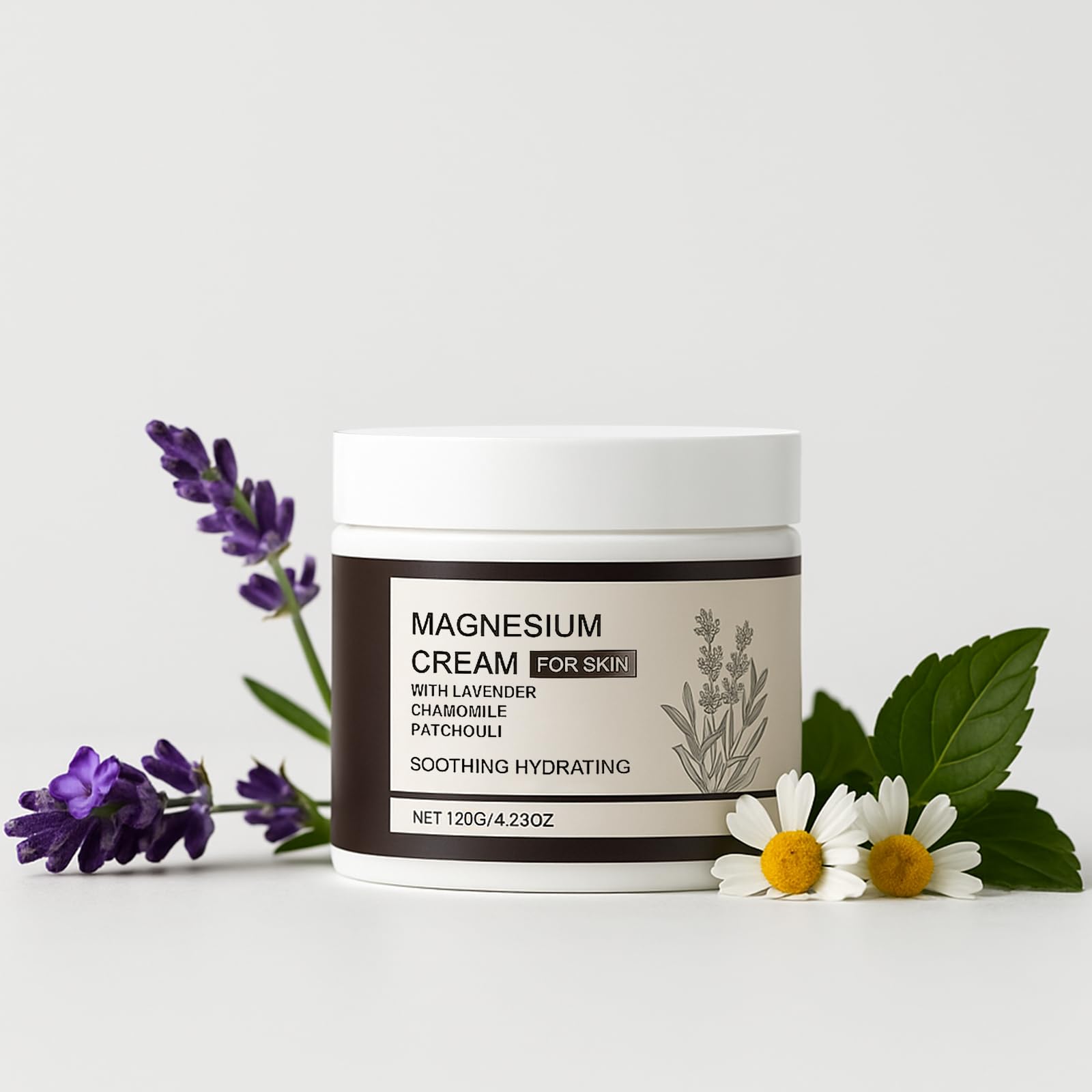 Magnesium Cream Lotion Body Butter for Sleep Relaxation Moisturizing with Lavender Chamomile Calming Relief for Body Legs Feet
