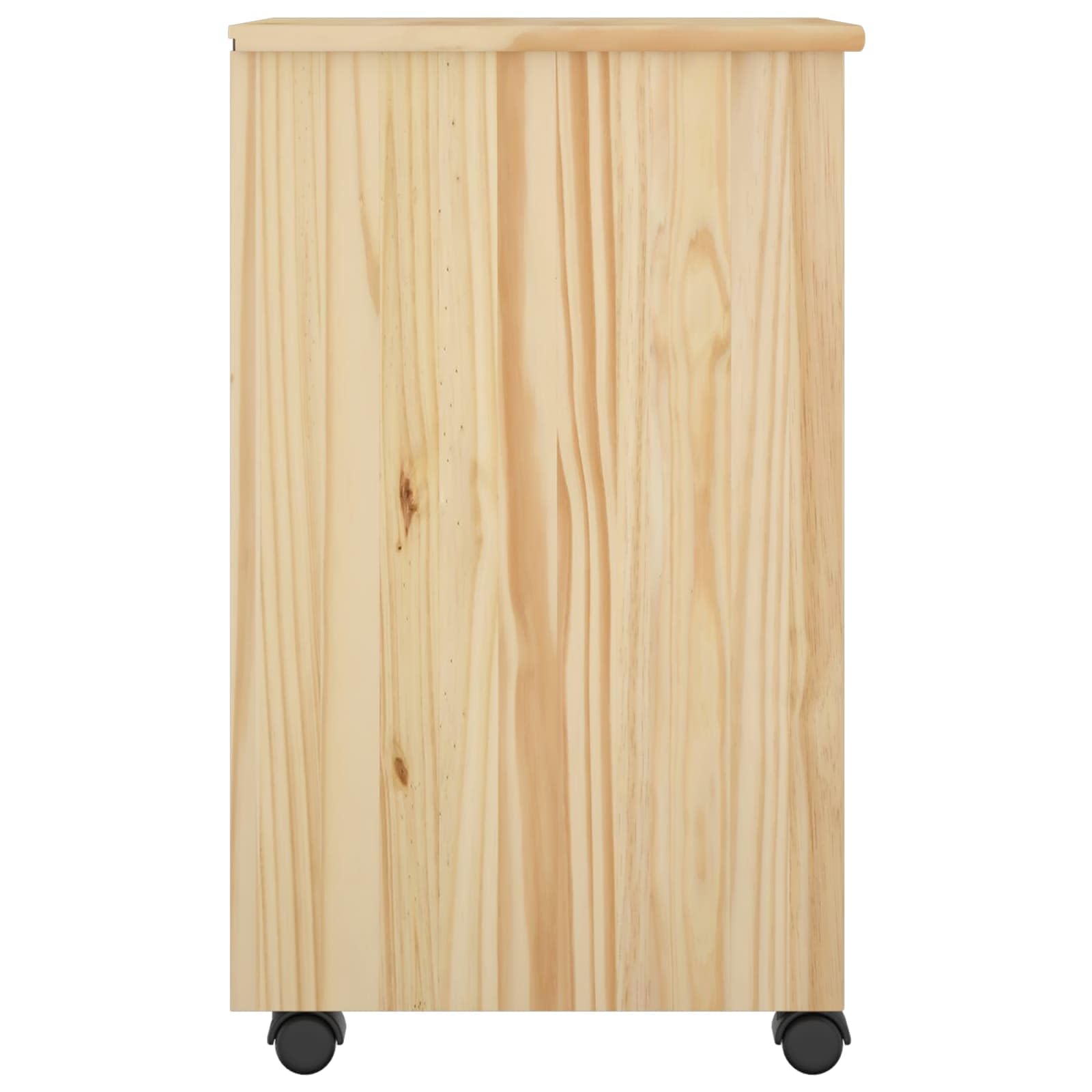 Szafka na kółkach z litego drewna sosnowego, brązowa, 34 x 39 x 65,5 cm, z 2 szufladami i funkcjonalnymi kółkami, kompaktowa szafka do przechowywania do biura, gospodarstwa domowego i