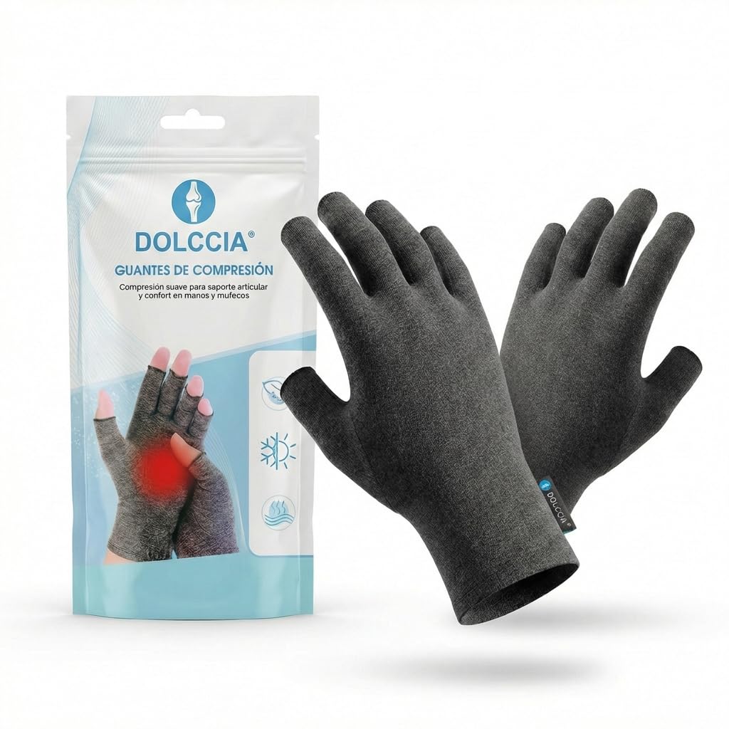 DOLCCIA Guantes de compresión artritis, Alivio para dolor de manos y artrosis, Mejora la hinchazón y circulación, 1 par mujer y hombre (S)