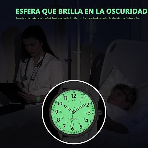Miniatura 4 de Reloj de enfermera para mujer, resistente al agua, analógico, de silicona, con segundero, reloj de enfermería