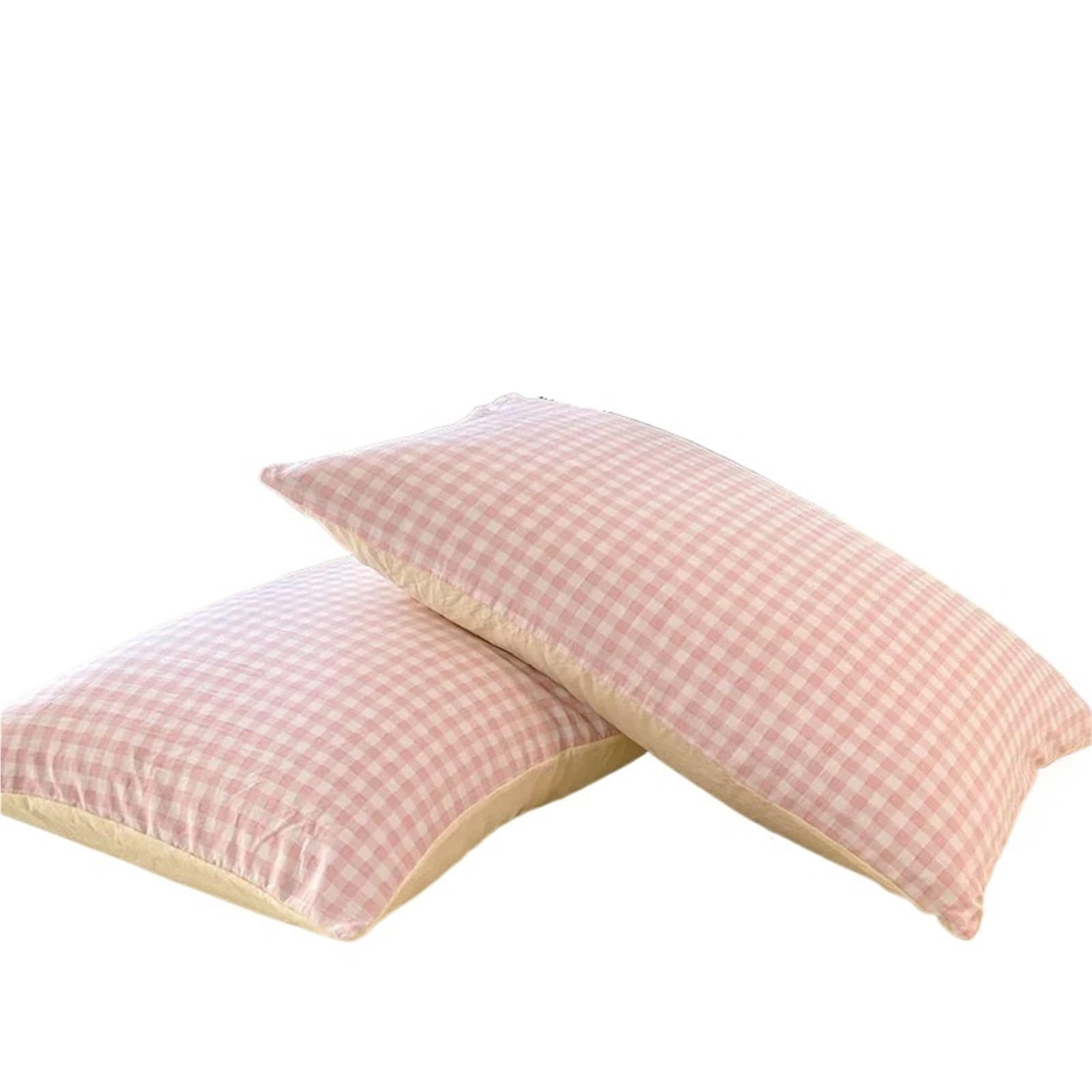 Pillowcase 2pcs Soft Pillowcases Rectangle Pillow Cover Plaid Style Pillowslip 48x74cm Cushion Covers Home Bed Case(Pudding pink)
