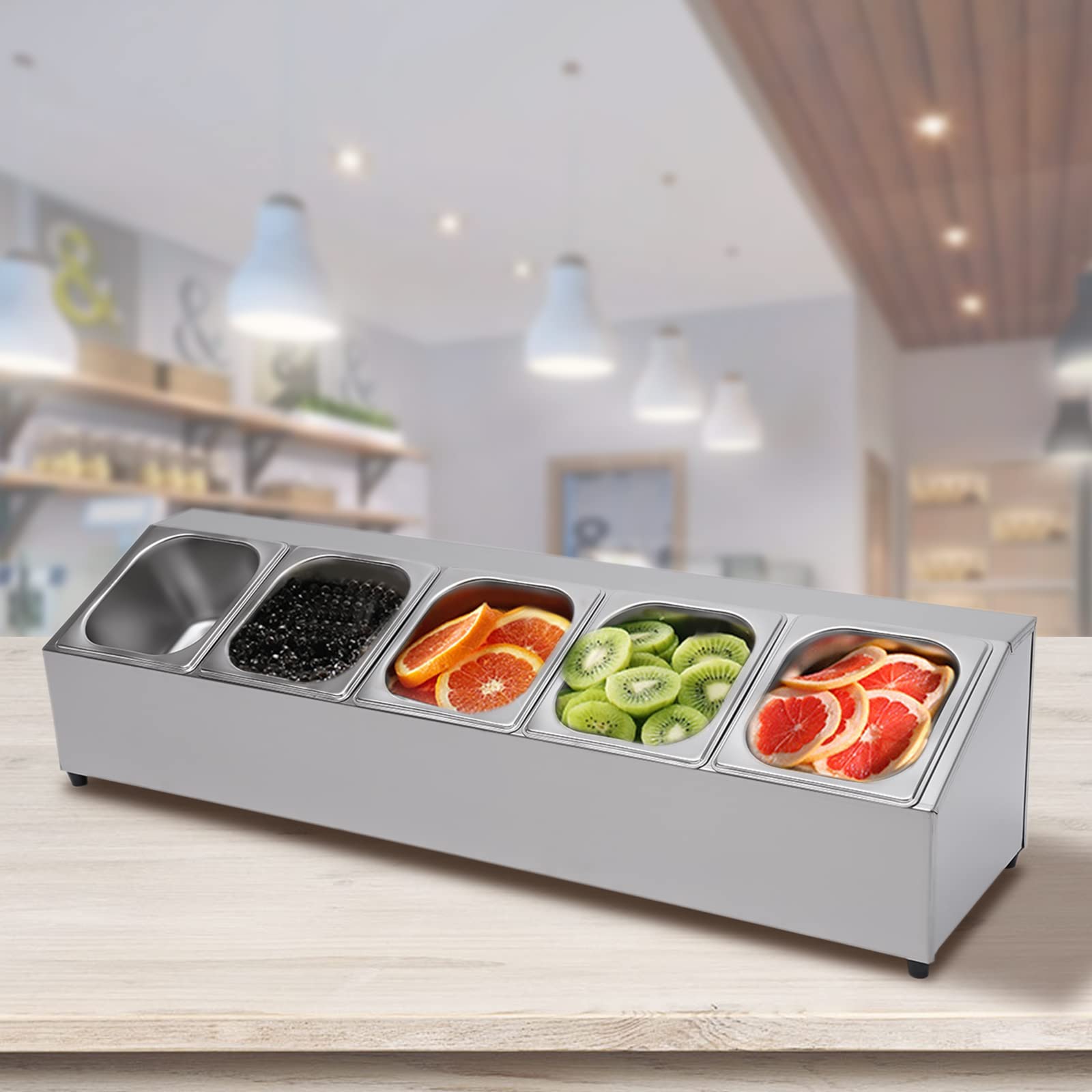Pentola per pizza con coperchio in acciaio inox per gastro e cucina, 5 contenitori, capacità per contenitore da 2 l, lavabile in lavastoviglie, 86 x 22,5 x 22 cm