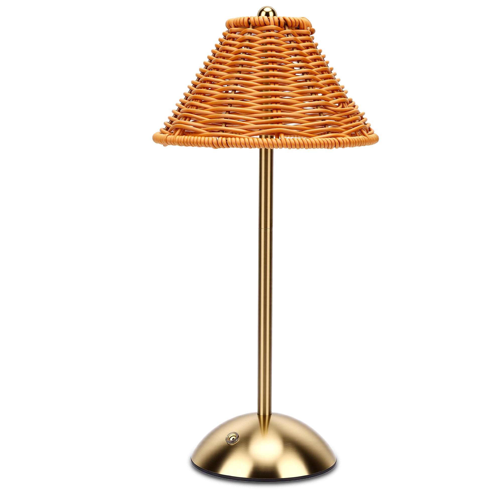 MEKOTRIN Rattan Table Lamp, Boho Vintage Rechargeable Table Lamp Dimmable 3 Color Bedside Lamp Touch Control Nightstand Reading Light for Bedroom Home Decor Restaurant Dining Table(Brown, 1 Pack)