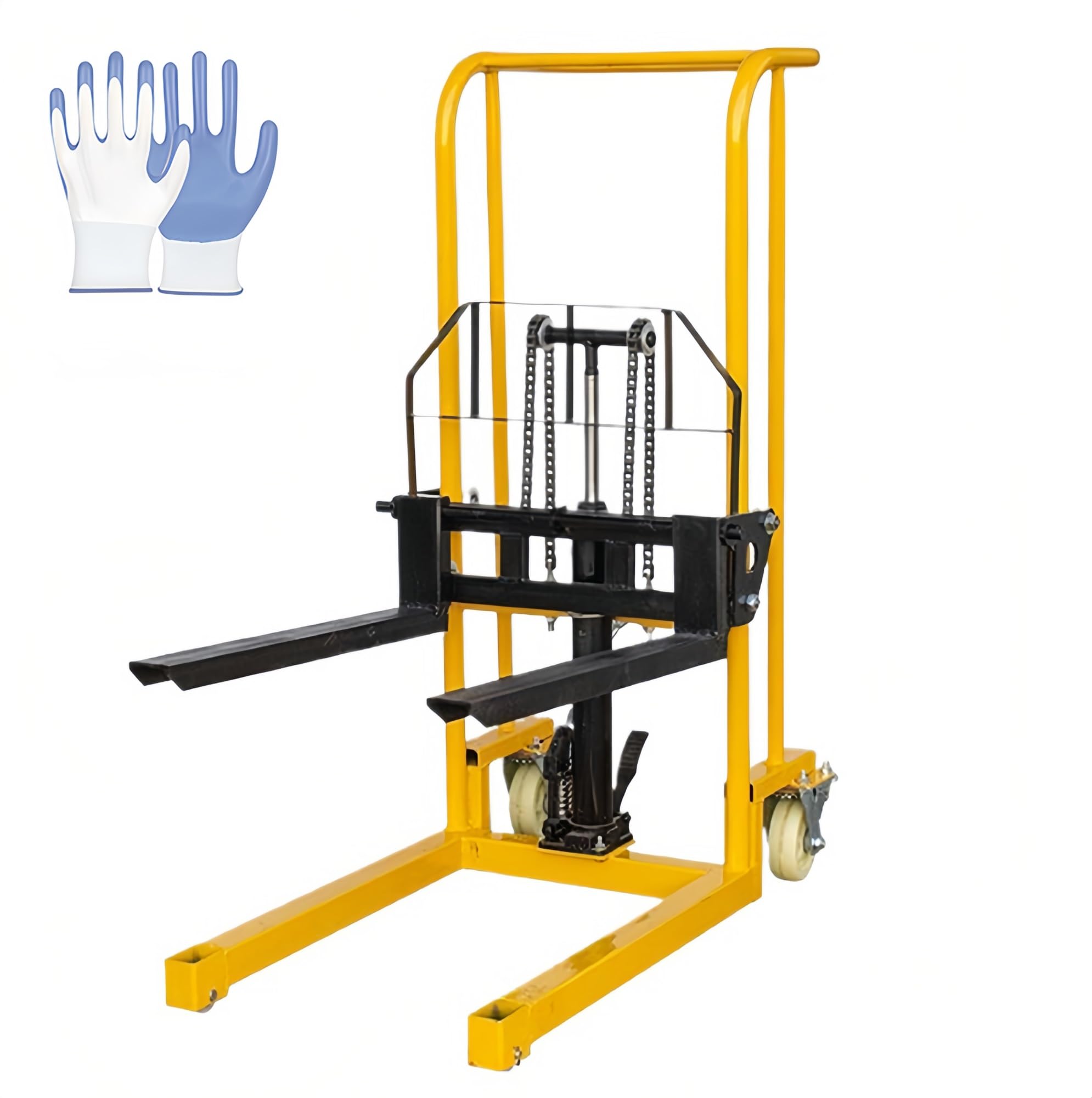 Ręczny hydrauliczny podnośnik materiału z kołami obrotowymi i zdejmowaną stalową platformą do magazynowania, idealny do wózków widłowych i urządzeń do prostego transportu