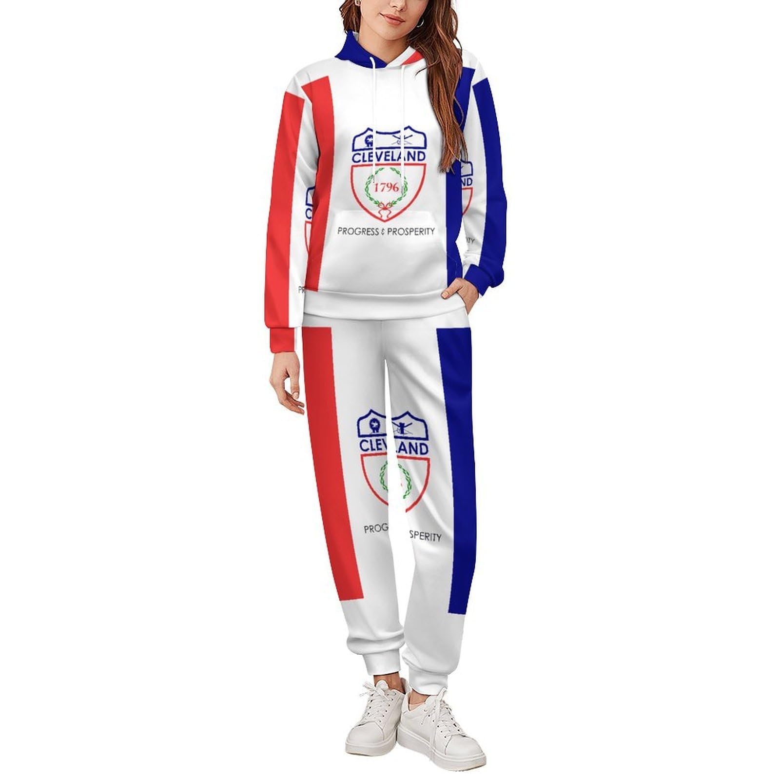 Flag of Ohio - Conjunto de sudadera para hombre, 2 piezas, conjunto de chándal casual, sudadera cómoda con capucha
