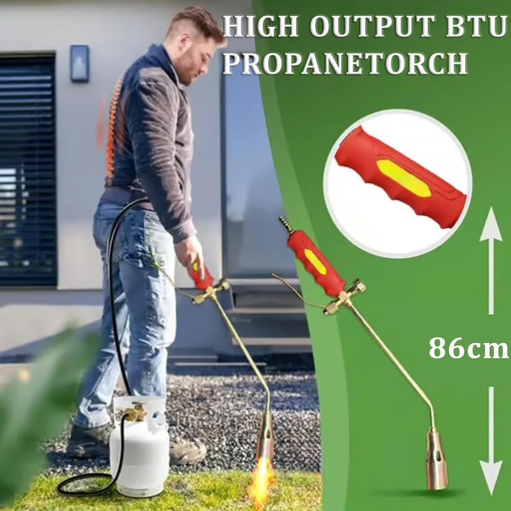 Bruciatore a propano con doppio interruttore | Kit completo per eliminare erbacce, ghiaccio e neve, tubi inclusi