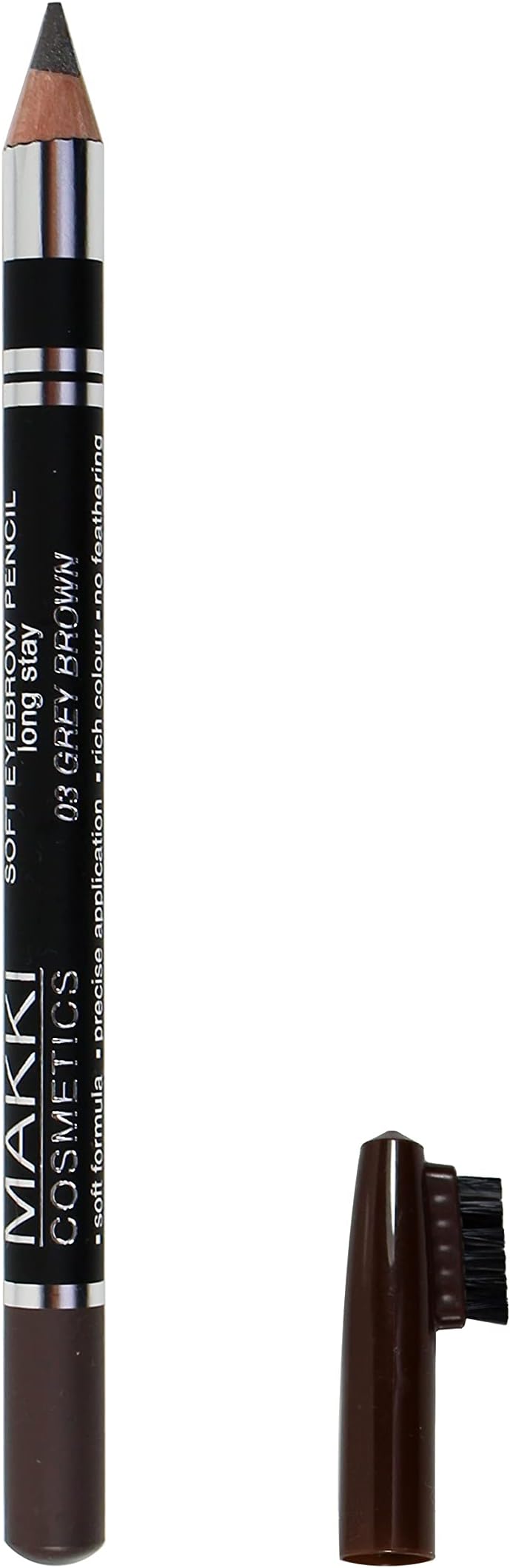 Soft Eyebrow Pencil with brush - 03 Grey Brown Matte Finish Natural Look Fine Strokes