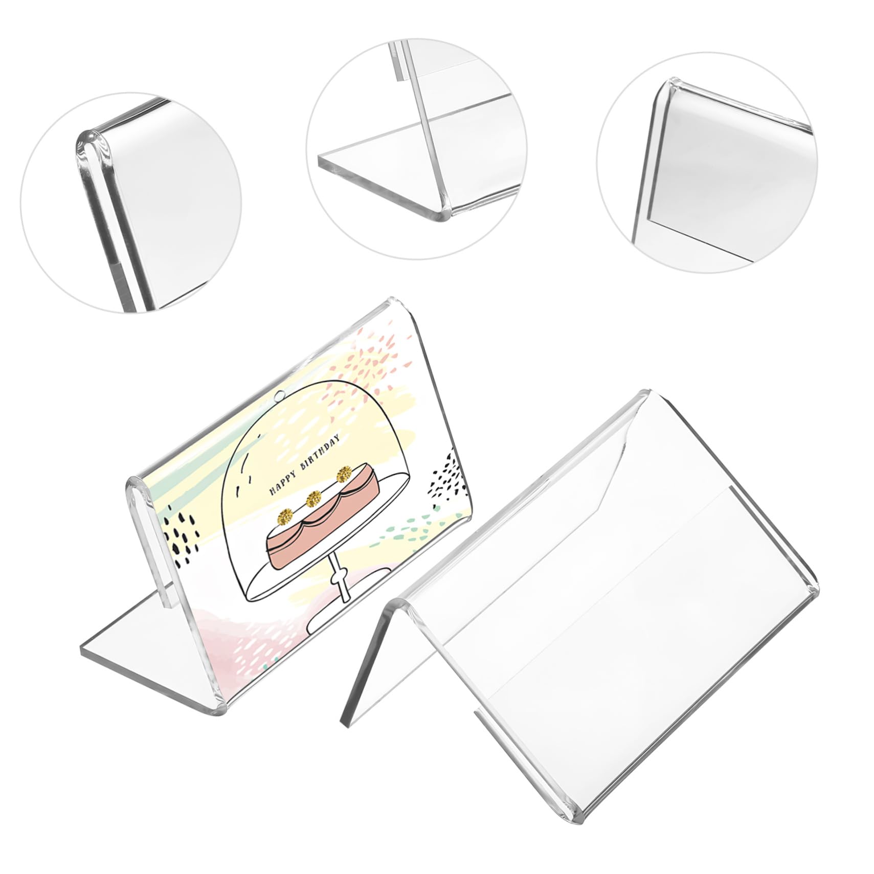 ULTECHNOVO 3 Set Porta Cartelli Pubblicitari Trasparenti Da Tavolo Mini Cartelli Per Esposizione Di Cibo Porta Adesivi Porta Etichette Per Esposizione Di Negozi Porta 48 pezzi * 3