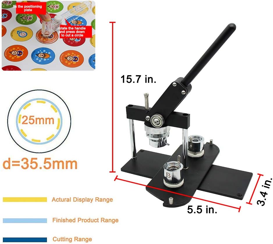 ChiButtons Pro 25mm (1") Metric Button Maker Machine B400 Kit | All-Metal Craft Press with 500 Sets Components, Handling Cutter & Moulds | Tiny Buttons, Mini Badges, Custom Pins (Pink)
