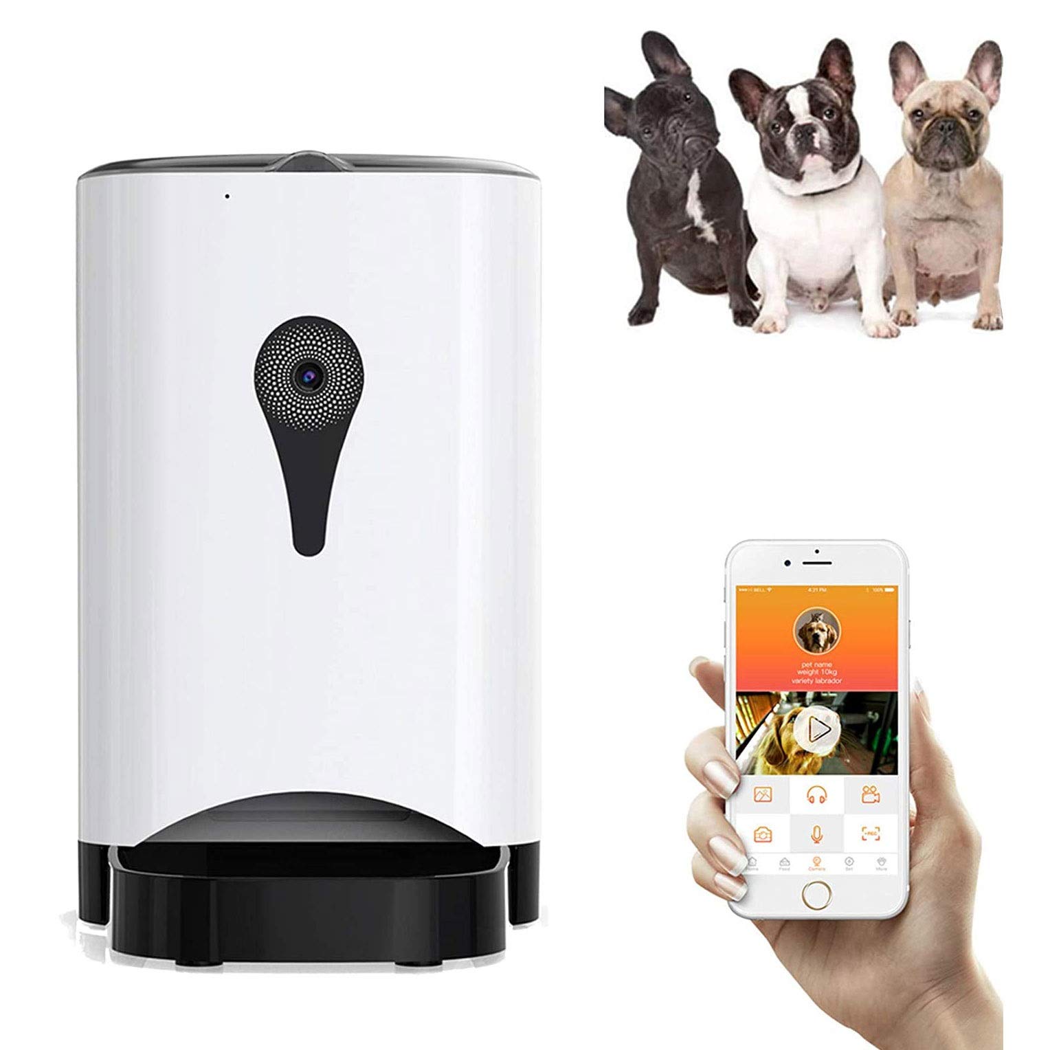 Alimentatore automatico per gatti, distributore di cibo per cani automatico da 4.5L, 1-4 pasti al giorno Recorder vocale e alimentatore per controllo remoto per animali domestici di piccole e me