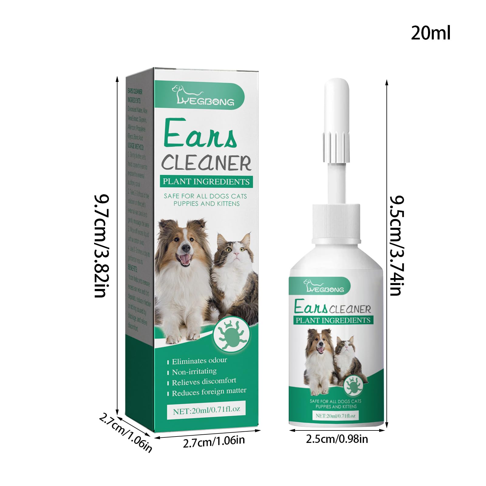 Nettoyant d'oreille avancé pour chiens et chats, nettoie le conduit auditif, désodorisant et anti-démangeaisons, solution naturelle de nettoyage des oreilles de chien pour chiens, chats,