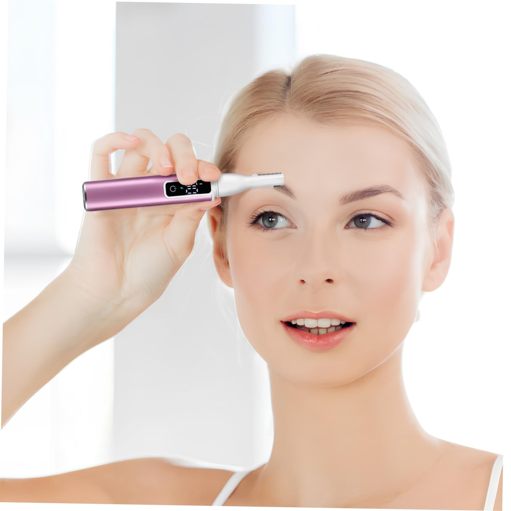 Depilatore Elettrico Donna Ricaricabile USB con Display Digitale Regolabile Velocità Silenzioso e Portatile per Sopracciglia e Naso Epilatore Multifunzionale