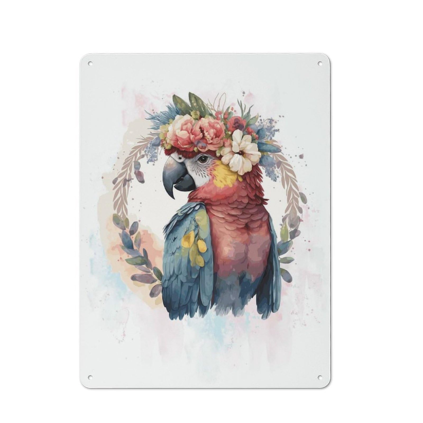 Junmoney Style Retro Colorful Watercolor Macaw Vintage Tin Sign 40X30cm, Cafe Wall Decor For Kitchen, Cafe, Pantry Or Dining Room
