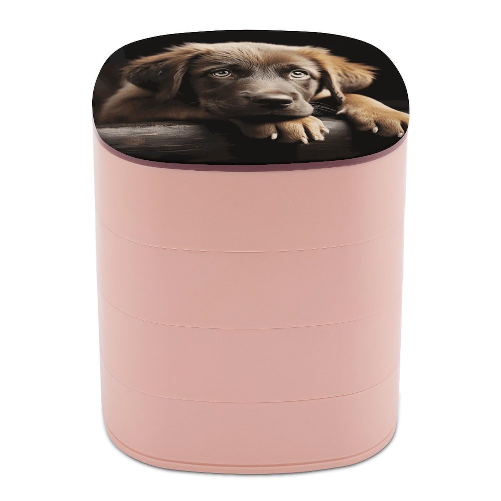 JTREHY Puppies Dog Jewelry Box 4-Layer Covered Rotating Jewelry Storage Box Large Capacity Storage Boxes Portable Jewelry Case for Bracelets Earrings Necklace