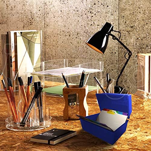 Indigo® Office Index Record Card Box Filing Box with Coloured Guide Record Cards - Blue (6" x 4")