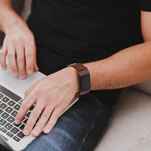 Miniatura 5 de Nigaee Correas de cuero compatibles con Fitbit Charge 6Charge 5, correas de cuero genuino de repuesto para mujeres y hombres, correa de reloj