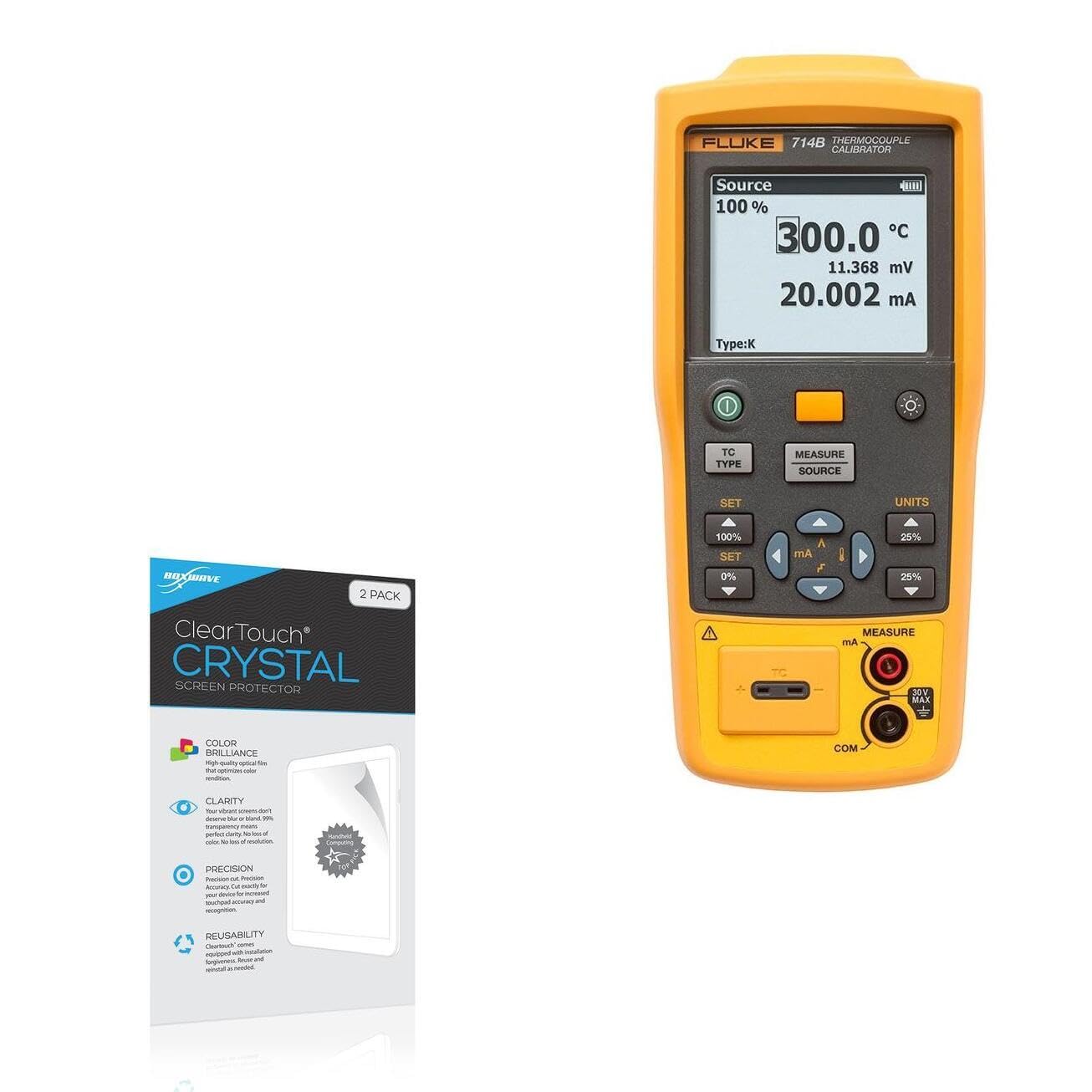 BoxWave Screen Protector Compatible with Fluke 714B - ClearTouch Crystal (2-Pack), HD Film Skin - Shields from Scratches