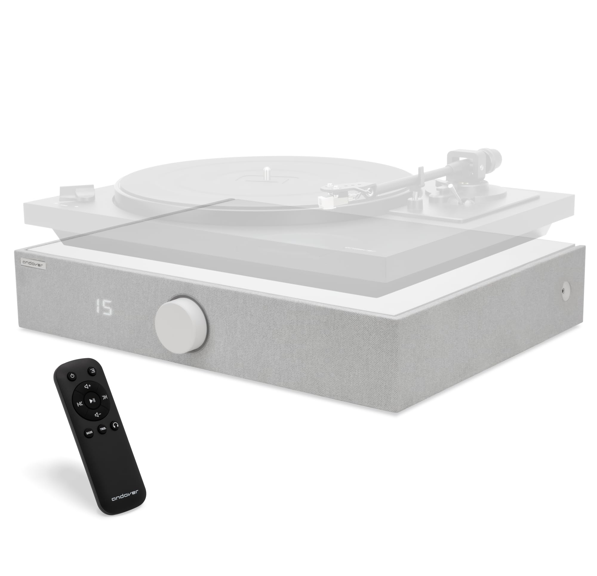 Andover Audio Spinbase 2 Speaker System Designed for Turntables; Phono Input, BT, Analog and Optical Input, ISOGroove Anti-Feedback, with Remote Control - (White)