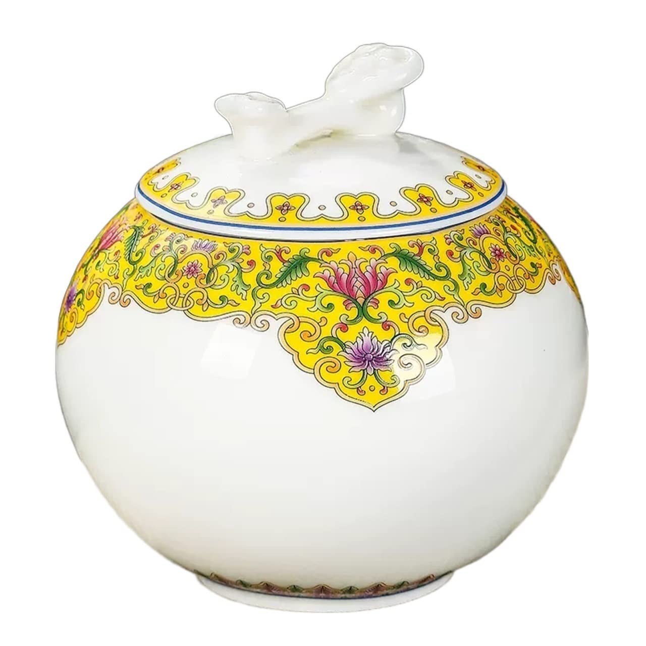 HLHLOP777 Kitchen Storage Jar Porcelain Tea Canister for Loose, Airtight Dehua Sheep Fat Jade White Caddy, Enamel Sealed Storage Tank 900 ML ﻿ Leaf Tea Jar(Yellow)