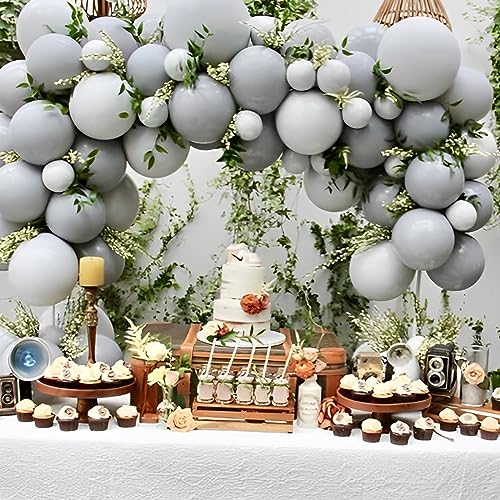 Image of Voircoloria 110pcs Gray Balloons 12inch Grey Latex Party Balloons for Graduation, Wedding, Birthday, Gender Reveal, Baby Shower, Bridal Shower, Anniversary Party Decorations