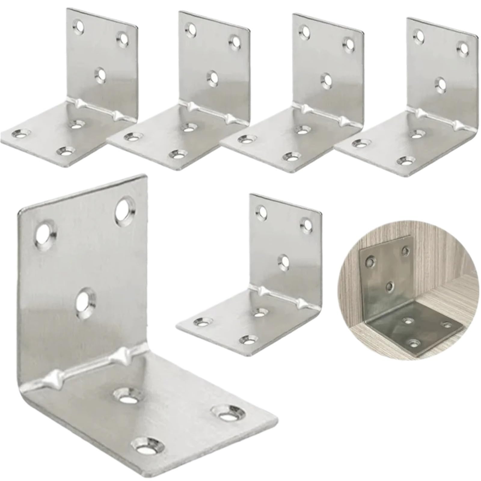 Cidegoo One Color Corner Code 10Pcs L-Shaped Corner Brackets Wall Mount Shelf Bracket Right Angle Furniture Hardware Drawer Support