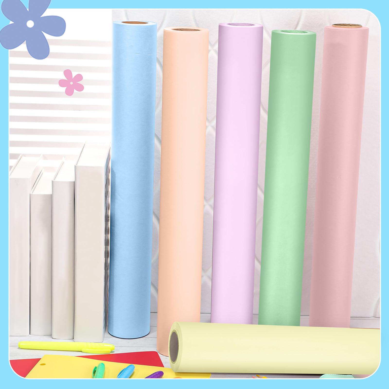 Colarr Rolka papieru do tablicy ogłoszeń, duży kolorowy papier rzemieślniczy, odporny na blaknięcie, 45 cm x 127 cm, rolka papieru budowlanego do rysowania, malowania, dekoracji klasy (jasny kolor)