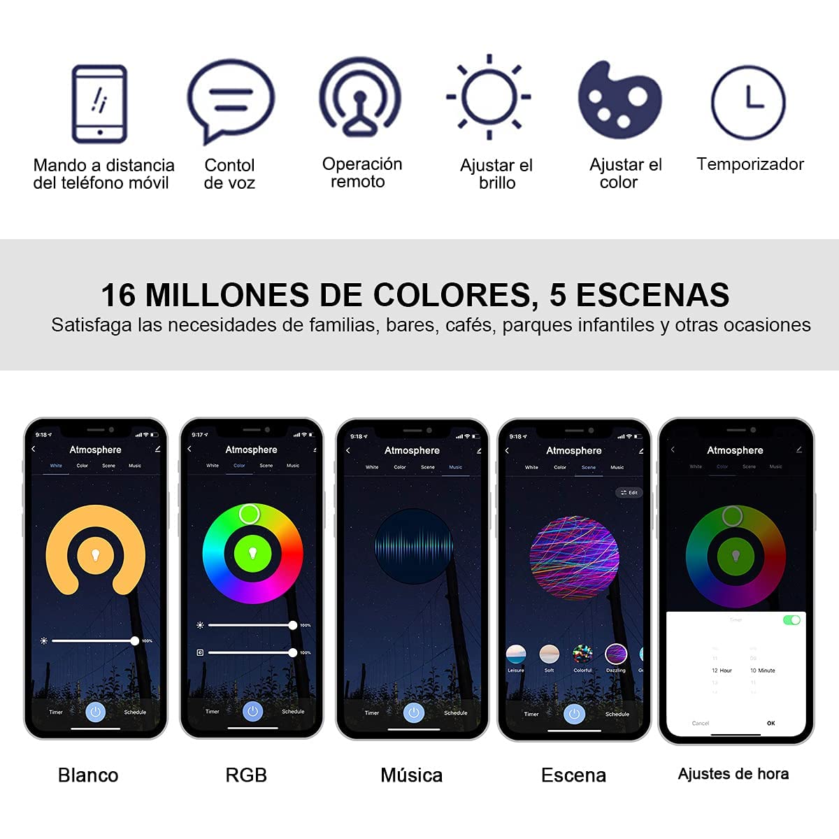 EXTRASTAR Bombilla Alexa LED Intelligente C37, E14, 4.9W, 470lm, Bombilla RGB WIFI LED, Regulable Multicolor + Luz Cálida o Blanca, 16 Millones de Colores, Funciona con Alexa y Google Home, 4 Pcs