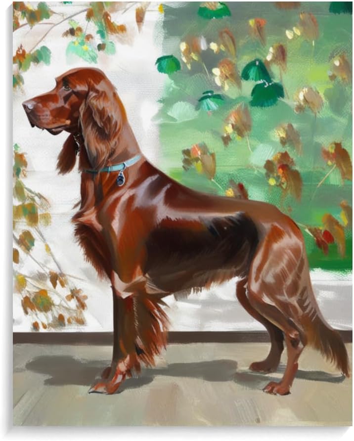 DIY Paint by Number for Adults Beginner Irish Setter Dog Paint by Number on Canvas DIY Oil Painting for Gift Home Wall Decor 12x16inch(30x40cm) Frameless