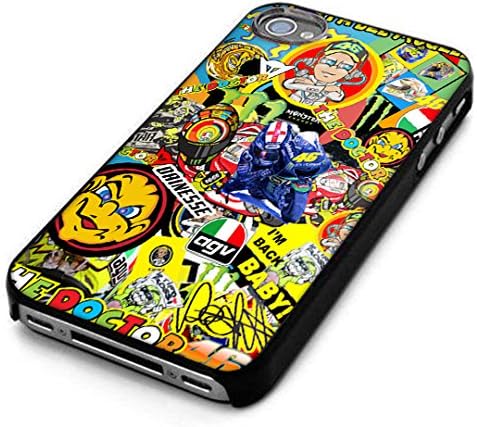 Iphone Case Custom Valentino Rossi VR46 MotoGP Champion Monster Yamaha Stickerbomb Hard Case (Case for iPhone 5 5S)