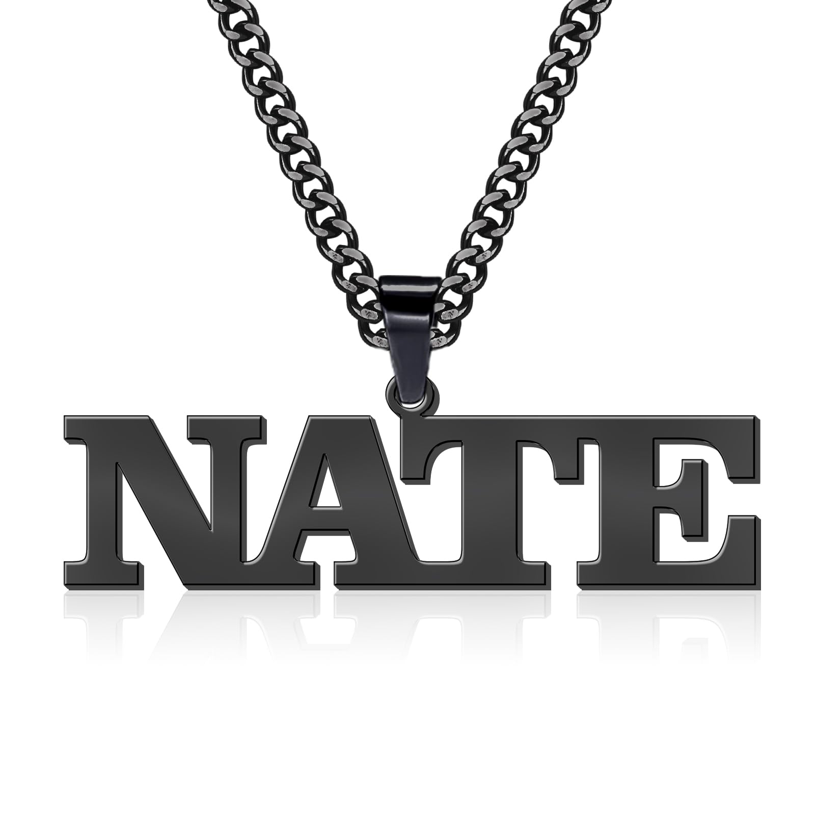 Jecivila Name Necklace Personalized for Men 18K Gold Plate Mens Custom Name Initial Number Necklace with Rope Figaro Curb Chain Personalized Jewelry