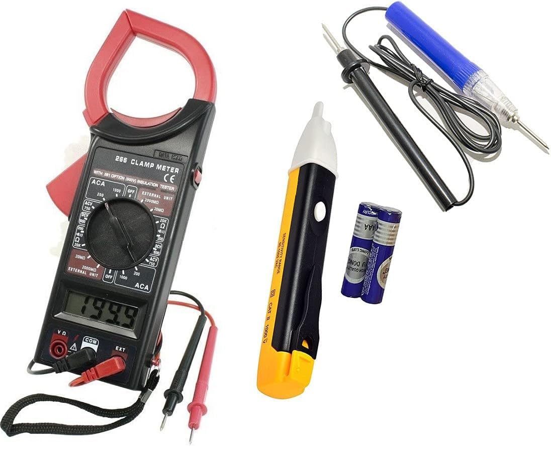 Inditrust New (Pack of 3pc) AC/DC Digital Clamp Multimeter Data Hold 750V DC 1000V With Bag Digital Multimeter With 1pc Voltage Tester and 1pc Continuity tester-image-48