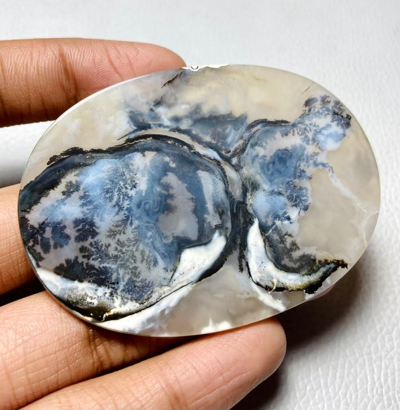 Agate dendritique en cabochon pour façonner un collier pendentif bohème unique - 6