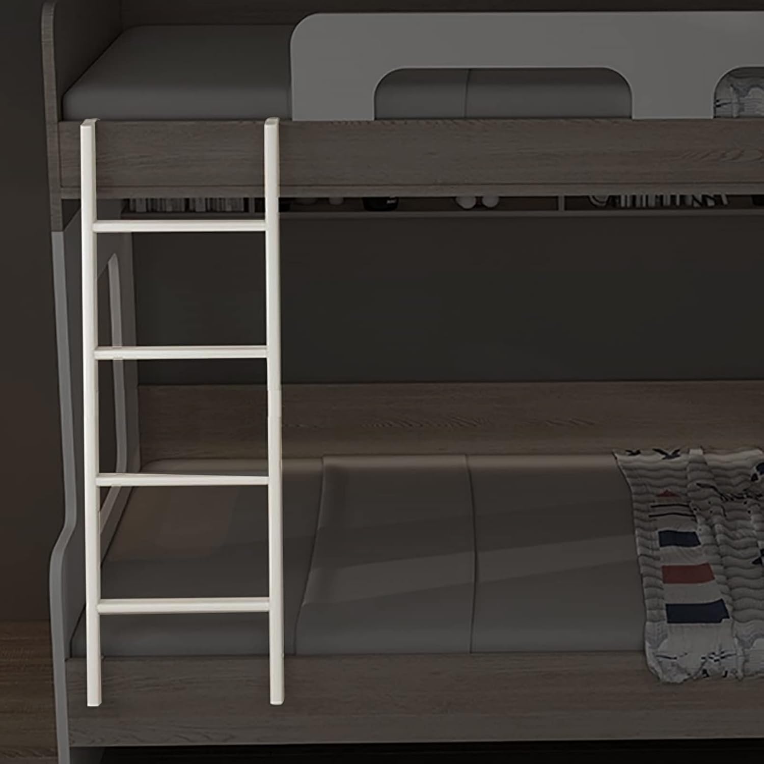 Bunk Bed Ladder Bunk Ladder White Metal Bed Ladders - 4 Rungs, Bedroom Camper Car Dorm Daughters Bed Hook-on RV Ladder, Replaceable & Easy to Install (Size : 116cm/46)