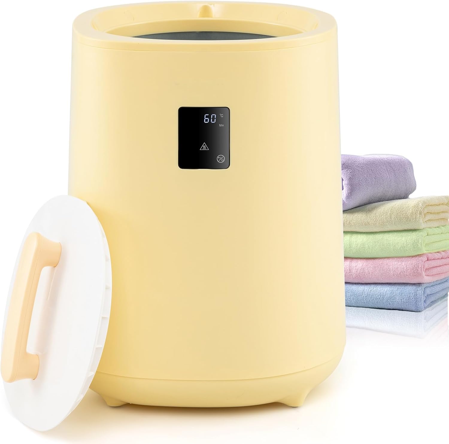 Giantex Towel Warmer, 18L Large Towel Heater with LED Display & Auto Shut Off, Blanket Warmer for Bathroom, Home Spa, Fits 2 40" x 70" Oversized Towels, Bathrobes, Blankets or Clothing (Yellow)