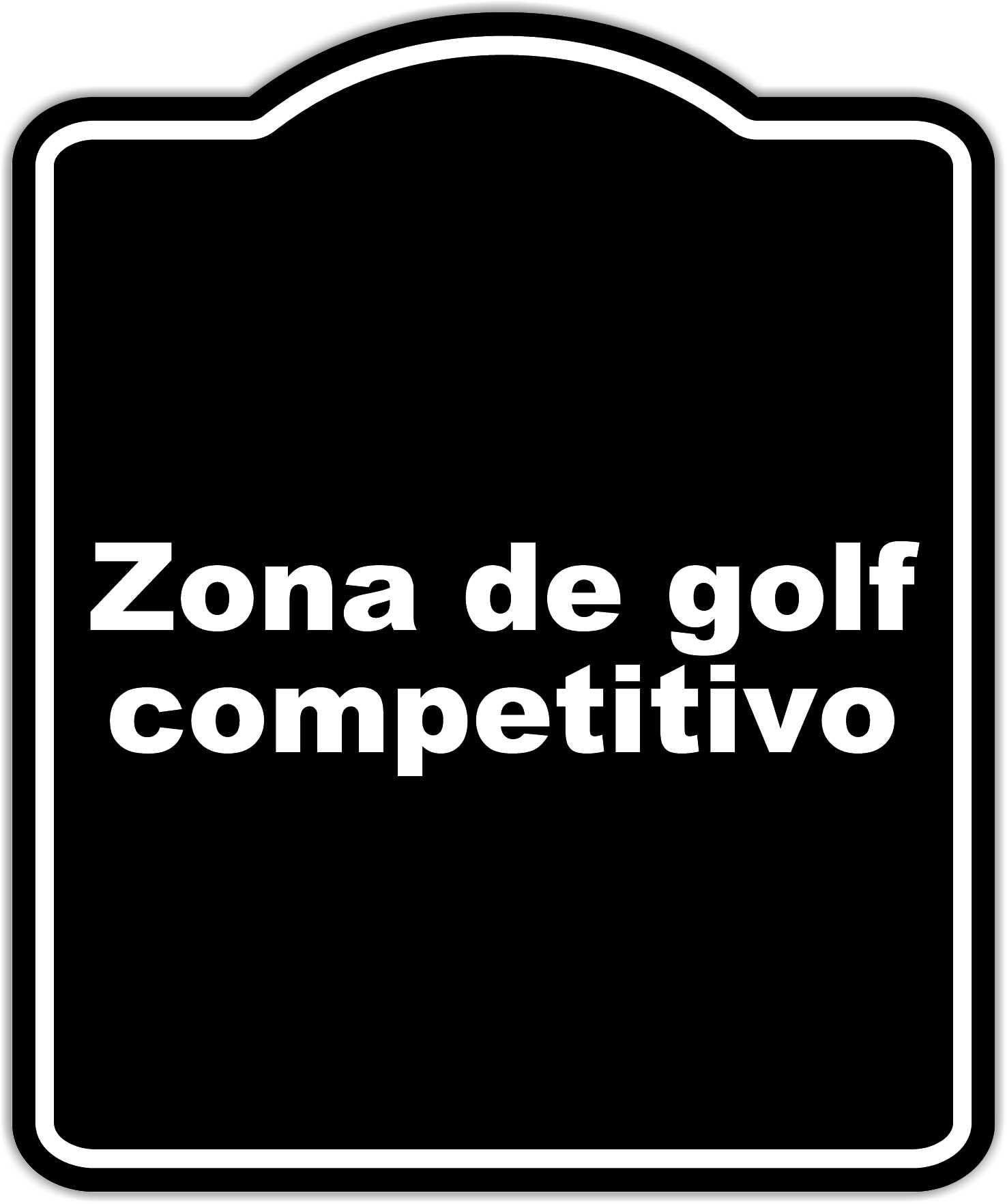 Zona de golf competitivo BLACK Aluminum Composite Sign 15 x 18 inches