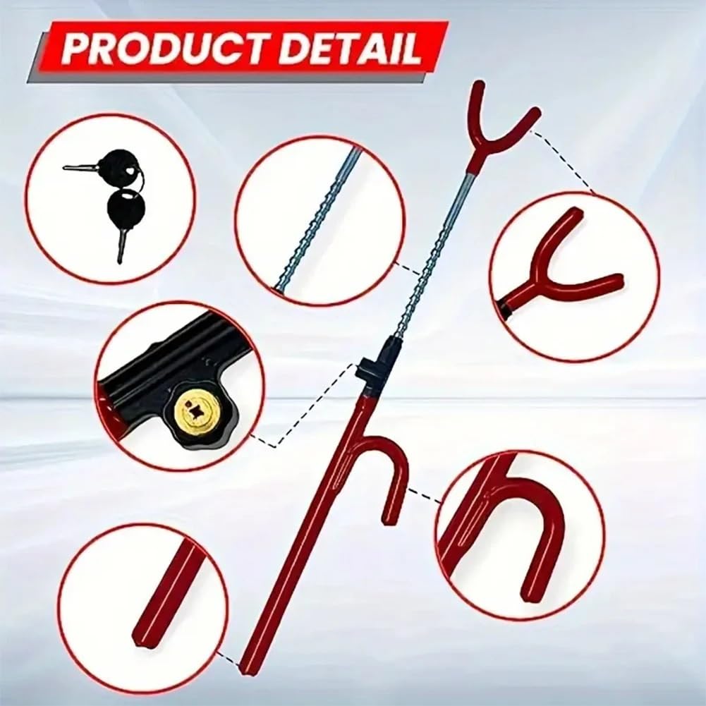 Antivols auto Serrure de volant télescopique en forme U, longueur réglable, serrure sécurité robuste pour voiture, antivol