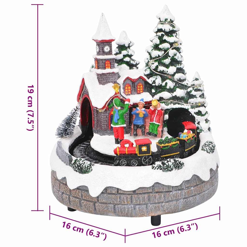 Weihnachtliche Tischdekoration aus Harz Mehrfarbig 16 x 16 x 19 cm mit dekorativer Lichterkette für Wohnzimmer Kamin Fensterbank Festliche Winter-Deko