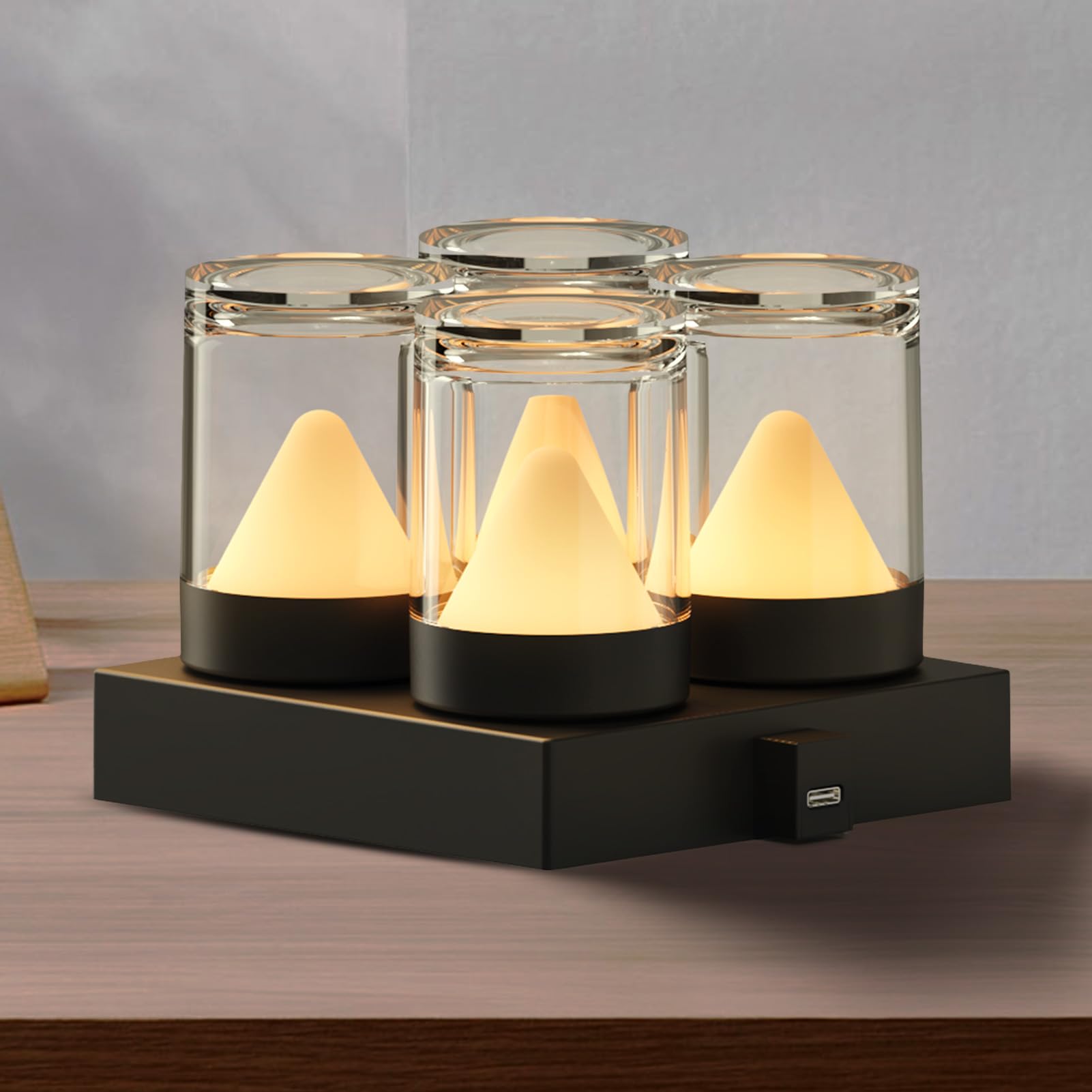 uuffoo Mini Rechargeable Night Lights with Charging Base 4-Pack Small Transparent Shower Table Lamps with 7 RGB Color — view 4